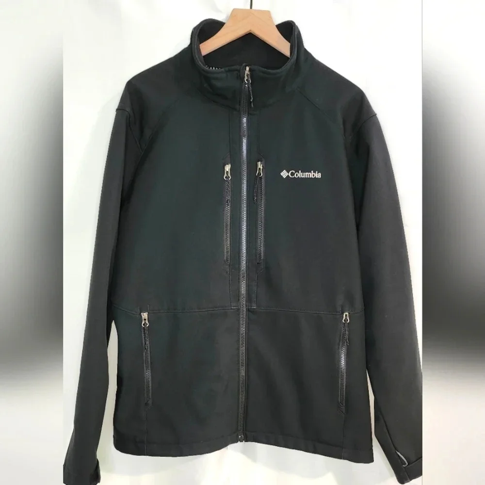 Columbia Mens Interchange Softshell Jacket 1X Black‎ Thermal Coil Full Zip